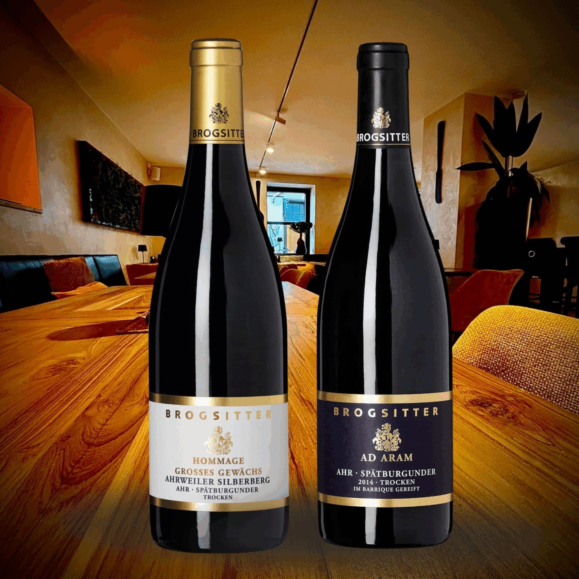 Zwei Flaschen Spätburgunder vom Weingut Brogsitter